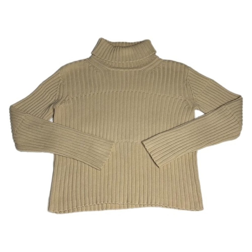 Vintage Pria Tan Chunky Knit Turtleneck Sweatshirt Women’s Small